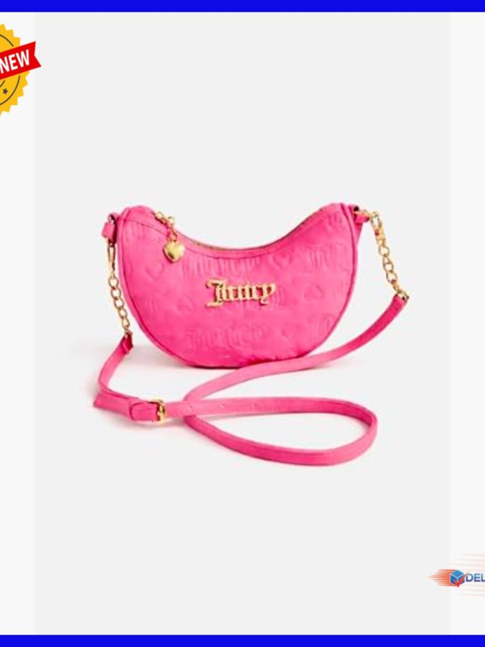 Mini Hobo Bag with Adjustable Crossbody Strap, Gold Hardware, Embossed Logo - Picture 4 of 5